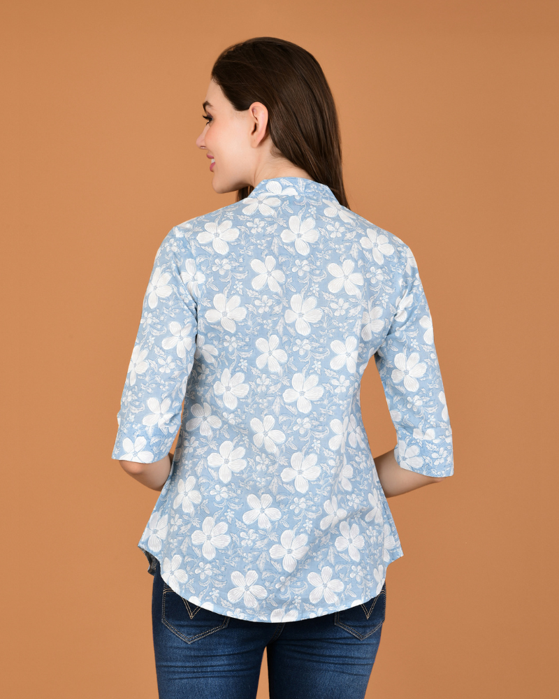 White floral mist shirt